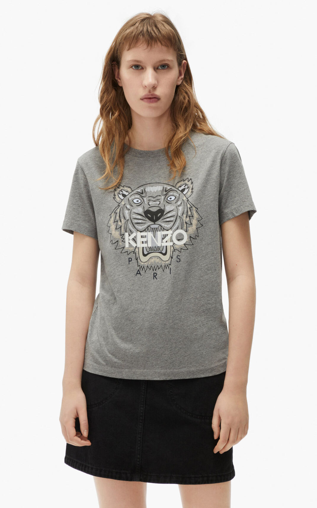 Camisetas Kenzo Tiger Mujer Gris XIH490675